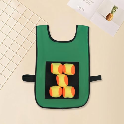 Dodgeball Game Toss Soft Toy Balls Playground Game Toy Sticky Ball Vest Target Ball Vest for Camping Indoor Backyard Outside - color: green and kids