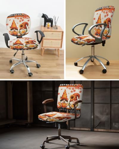 Savannan Office Chair Cover, Gnome Thanksgiving Maple Leaf Protective Stretch Elastic Universal Cover for Desk Task Chair,Computer Rotating Chair 1 Pcs Pastoral Buffalo Check