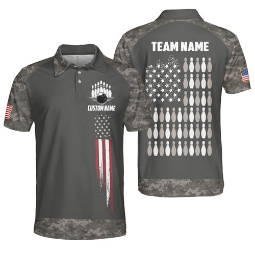 GABITA Personalized Bowling Jerseys for Men, Custom Bowling Polo Shirt, Bowling Shirts Gift for Bowler Team Player - color: A43