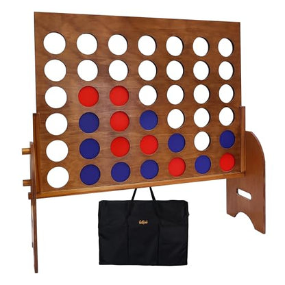 GOTHINK Giant 3Ft Four in a Row Yard Game with Carrying Case Indoor Outdoor Family Game - color: Wooden 3ft Giant Four in a Row Game