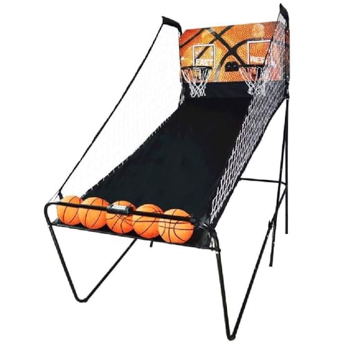Arcade Basketball Stand Double Electronic Shooting Machine Interactive Indoor Basketball Stand with Electronic Scoreboard, 5 Basketballs