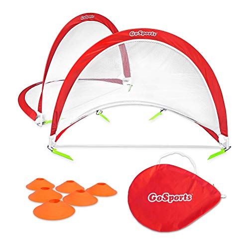 GoSports Portable Pop-Up Soccer Goals for Backyard - Kids & Adults - Set of Two Nets with Agility Training Cones and Carrying Case - size: 2.5 ft Round