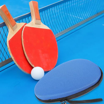 Kisangel Table Tennis Paddle Storage Case Eva Hard Shell Bat Cover Blue Portable Fixed Bag for Racket and Ball Storage Sports Use