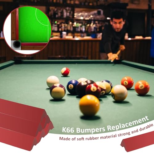 Podoy 8ft Pool Table Replacement Kit, Pool Table Bumpers (Set of 6) with Felt Cloth/Cushion Facings (Set of 12) for Billiard Rail Rubber Bumpers Home & Pro Use Billiard Rail & Pocket Accessories - color: RED WITHOUT CLOTH