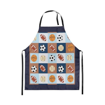 Manfei Ball Sports Kids Kitchen Apron - color: Brown Blue