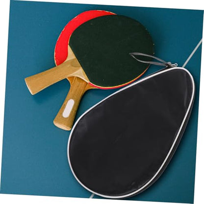 Mikikit Reusable Table Tennis Racket Storage Bag with Zipper and Elastic Band Lightweight Protective Case with Ball Compartment Practical Organizer for Pong Paddle Portable Space Saving