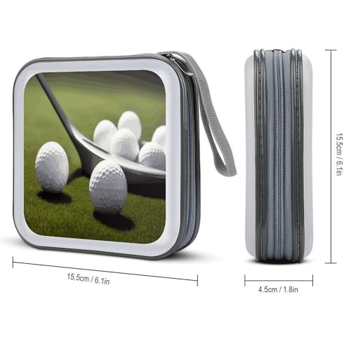 Golf CD Case 40 Capacity Case Zipper CD Collection Bag with Handles Cover DVD Storage Hard Plastic DVD Disc Cases Storage Binder for Car Home Office Travel
