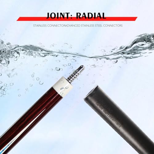Carbon Fiber Pool Cue – 12.9mm, 14mm and 12.4mm, 2-Piece Billiard Cue Stick for Women/Men, Professional Break Cue for Snooker, 8-Ball, 9-Ball, Home & Club Use - color: Red