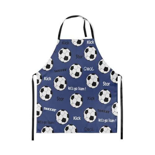 Castle Fairy Boy Soccer Kitchen Apron - color: Soccer Navy Blue