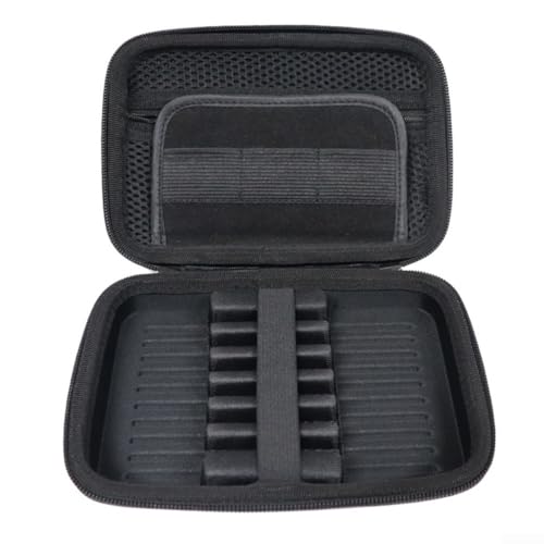 Hard EVA Darts Case with 6-Slot Organizer for Steel Tip & Soft Tip Darts, Portable Carrying Pouch with Mesh Pockets for Shafts Flights Tips Accessories, Black