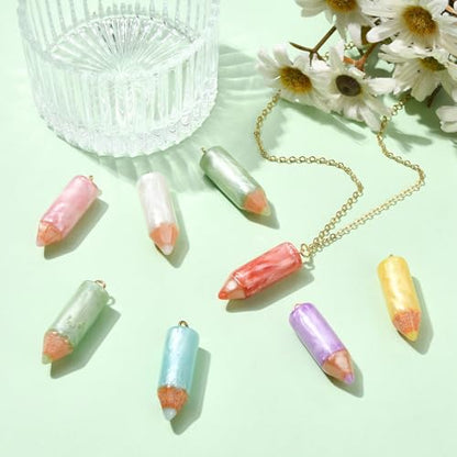 Stiesy Opaque Resin Crayon Charms 28Pcs, 7 Colors 3D Study Tool Pendant Charms Bulk Jewelry Findings for Necklace, Bracelets, Jewelry Making, Keychain Craft Supplies - color: Crayon-7 Colors-28pcs