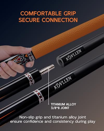 KONLLEN Carbon Fiber Pool Cue 2.0, 58-inch Low Deflection Billiard Stick for Adults with 12.5mm Tip and Pro Taper - color: 010 AK-15YF 2.0-yellow