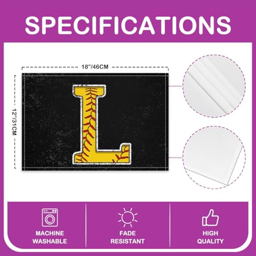 Erosebridal Initial Placemats 12x18 inch Set of 4 Boys Monogrammed Place Mats for Kitchen Table | Yellow Letter L Table Place Mats Softball Accessories Heat Resisting Placemats - color: Yellow L