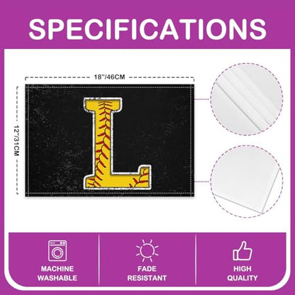 Erosebridal Initial Placemats 12x18 inch Set of 4 Boys Monogrammed Place Mats for Kitchen Table | Yellow Letter L Table Place Mats Softball Accessories Heat Resisting Placemats - color: Yellow L