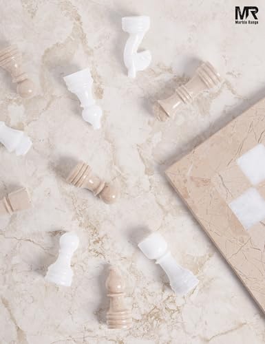 Marble Chess Set 12" Inches Verona and White with Storage Box and 2 Extra Queen Handmade Luxury Board Games for Adults, Ideal Chess Board Game & Marble Chess Set for Adults - color: Verona & White