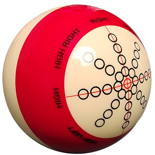 Billiard Training Cue Ball, 57.2mm Crystal White Practice Ball for Pool, with High-Low and Black Circle Markings for Precision Aiming, Ideal for Skill Development