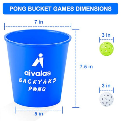 Aivalas Yard Pong Outdoor Games Glow Set in Dark, Giant Yard Pong Game for Adults and Family with 12 Buckets, 4 Balls and a Carrying Bag, Giant Pong for Beach, Camping, Lawn and Backyard - color: Blue Glow in Dark