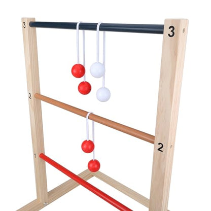 GOTHINK Wooden Ladder Toss Game Set - Finished Wood Toss Set with Ladder Ball Bolos - Indoor & Outdoor Game for Kids & Adults - color: Wooden Ladder Toss