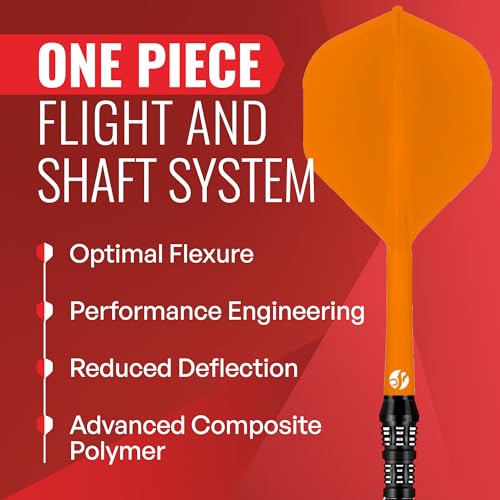 Shot! Darts Flight Deck One Piece Dart Flight and Shaft System, Reduced Deflections, Standard Shaped Flight (350 Micron) Available in Set of 3 - color: Orange, size: Medium