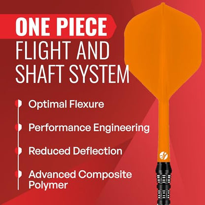 Shot! Darts Flight Deck One Piece Dart Flight and Shaft System, Reduced Deflections, Standard Shaped Flight (350 Micron) Available in Set of 3 - color: Orange, size: Medium