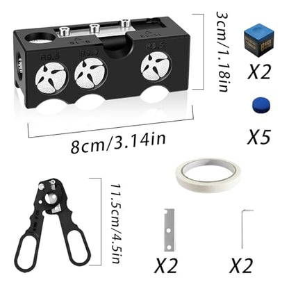 11-in-1 Billiards Pool Cue Tip Shaper, Large and Small Pool Cue Tips Kit, Pool Cue Shaper