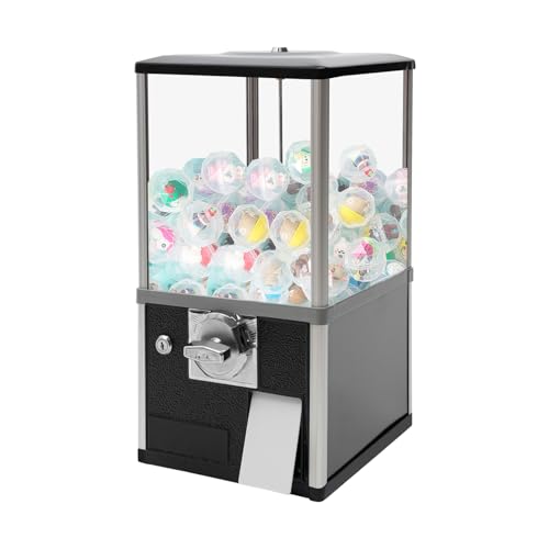 Gumball Machine for Kids, 25-Cent Vending Machines, PS Bouncy Balls Dispenser, 1.77-1.97in Huge Load Capacity Coin Operated Gumball Bank, Hold 200 Capsule Toys for Retail/Game Store (Black) - color: Black