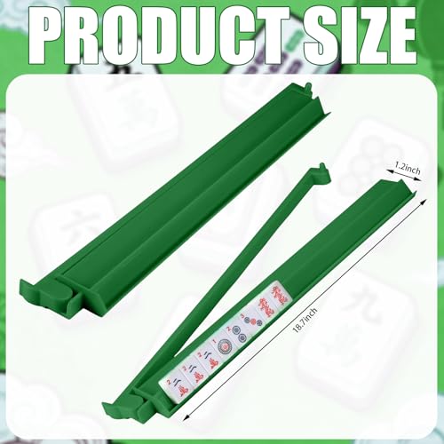 4 Pcs 18.7 Inch Green Acrylic Mahjong Tile Racks with Pushers for Game Night American Mahjong Racks Tile Set for Mah Jong Lovers and Beginners - color: Green