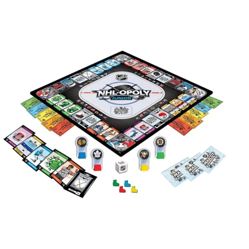 MasterPieces NHL Opoly Junior Board Game - Official Licensed Hockey Game for Family Game Night, Sports Themed Tabletop Play, Hockey Gifts for Boys 8-12, Fun Interactive Ice Hockey Experience