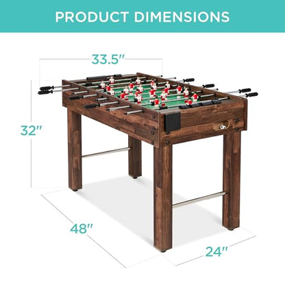 Best Choice Products Foosball Table for Kids and Adults, Game Room Soccer Game Table w/ 2 Balls, 2 Cup Holders, Ergonomic Handles, Chrome Finished Metal Bars - color: Walnut