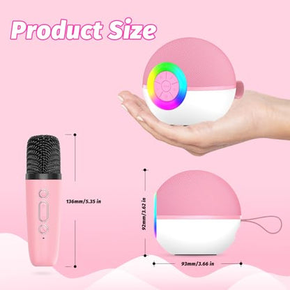 goopow Mini Karaoke Machine Speaker for Kids Adults, Portable Bluetooth Microphone Song Toys with LED Light, Best Chritmas Birthday Festival Gift for 3 4 5 6 7 8+ Year Old Girls Boys (Pink-2MIC) - color: Pink-2Mic