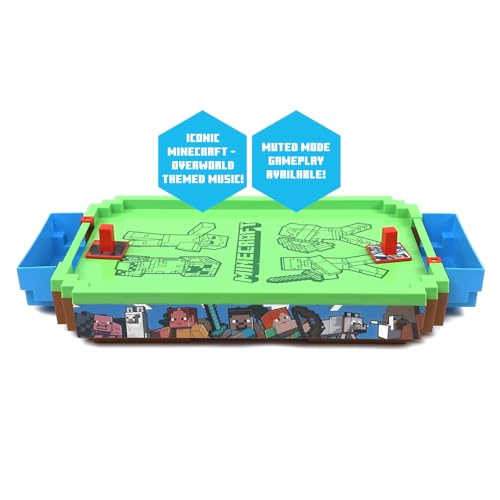 Minecraft: Arcade Air Hockey - Overworld -Premium Series, 21" Motorized Tabletop Game, Iconic Sounds, Licensed Collectible Toy, Adult-Kid 3+, 2 Player