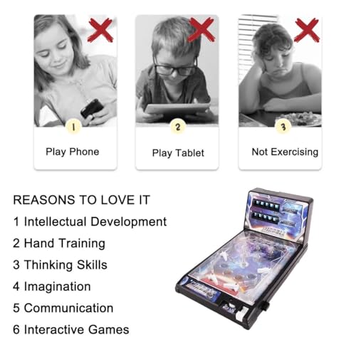 Tabletop Electronic Pinball Game Gifts, Arcade Pinball Machine Toy, Space Theme Mini Pinball Kit with Lights and Sounds Effects, Kids Adults Desktop Arcade Pinball Machine