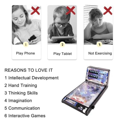Tabletop Electronic Pinball Game Gifts, Arcade Pinball Machine Toy, Space Theme Mini Pinball Kit with Lights and Sounds Effects, Kids Adults Desktop Arcade Pinball Machine