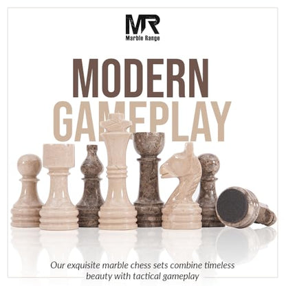 Marble Chess Set 15" Inches Verona & Oceanic with Storage Box and 2 Extra Queen Handmade Classic Board Games for Adults, Luxury Marble Chess Board & Chess Pieces for Gifts - color: Verona & Oceanic