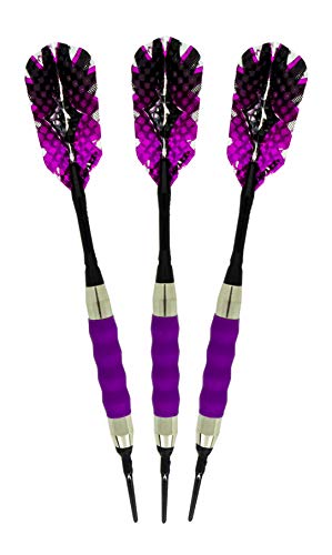 sure grip Viper Purple Soft Tip Darts with Dart Case & Accessories Choice of Flights 16 or 18 Grams Plus I Love Darts Bracelet (Dimplex Metallic, 16)