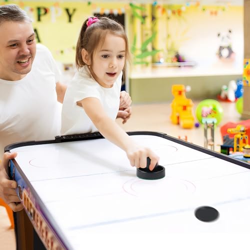1 Set Mini Air Hockey Pushers and Air Hockey Pucks Great Goal Handles Pushers Goal Handles Paddles Replacement Accessories - 2 Black Air Hockey Pushers and 4 Black Pucks (60mm)