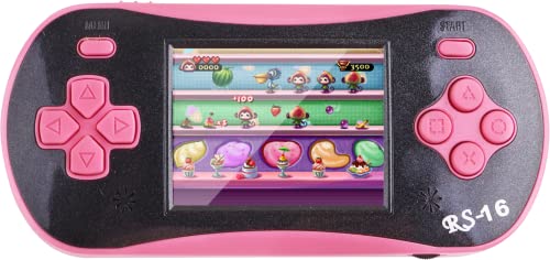 Handheld Game for Kids - FAMILY POCKET RS16 Portable Classic Controller 260 Game 2.5 inch LCD Retro Arcade Video Game System Children's Birthday Gift (Pink) - style: pink