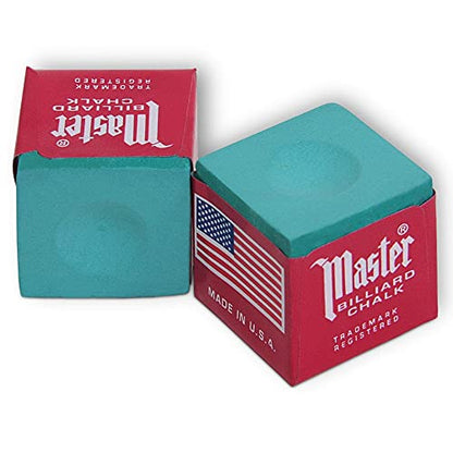 Master Billiard Pool Cue Chalk Premium Quality - 1 Dozen - Made in The USA + 2 pcs of Quality Billiard Pool Table Spots by Tweeten Fibre Co. - color: Spruce
