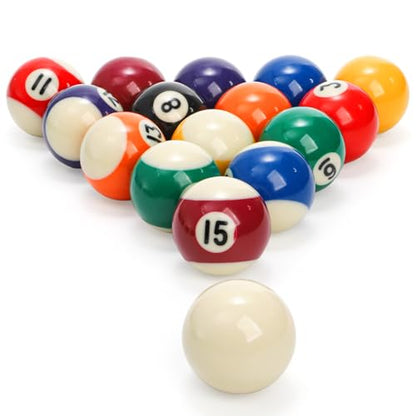TOPZEA Billiard Balls Set Mini Size, 1-1/2 Inch Pool Ball Set, Complete 16 Balls with Billard Rack for 6 Feet Pool, Snooker Pools Table Accessories, American Style