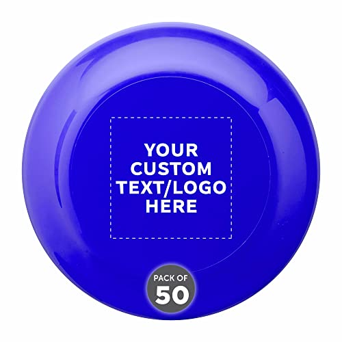 DISCOUNT PROMOS Frisbee Flying Discs in Bulk, 9.25 in. Fun Family Beach Game - color: - Custom - Reflex Blue, size: 50 flying discs