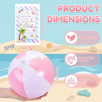 MiniInflat 24 Set End of Year Classroom Students Gifts from Teacher 10 Inch Inflatable Beach Balls Bulk Jumbo Big Beach Balls for Kids Summer Swimming Party Favor Water Games Supplies - color: Pink,White,Blue
