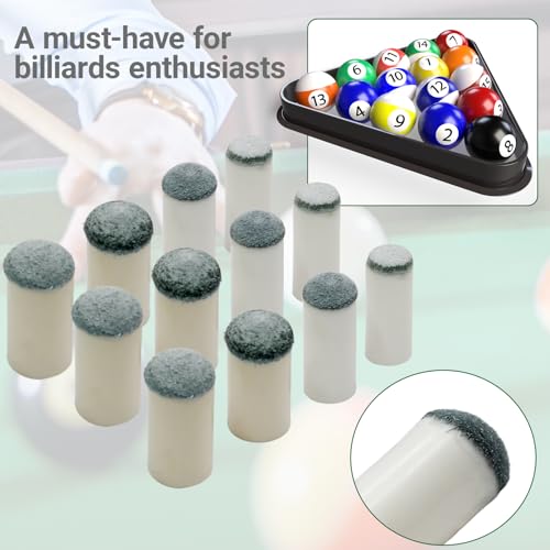 Zorfeter 20 PCS Slip-On Pool Cue Tips, Billiard Cue Tips Replacement Kit, No Glue Billiard Stick Tips for Snooker and Pool Cues(9mm/10mm/12mm/13mm, Each Size 5PCS)