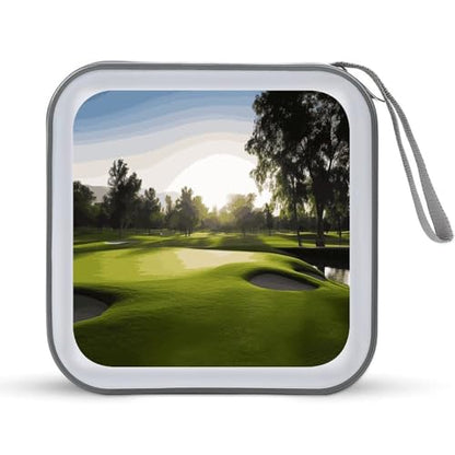 Golf Course CD Case Hard Plastic DVD Disc Cases Storage Binder Portable Zipper CD Case Holder Large Storage Disc Wallet Bag for Car Home Travel(40 Capacity)