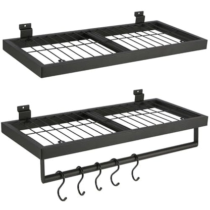 Slatwall Shelves, Slatwall Shelf, Slat Wall Accessories, Heavy Duty Storage Shelves, for Garage, Home,Retail Storage,110 lbs Load Capacity (2-Pack, Black)