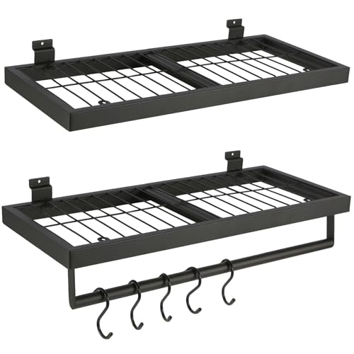 Slatwall Shelves, Slatwall Shelf, Slat Wall Accessories, Heavy Duty Storage Shelves, for Garage, Home,Retail Storage,110 lbs Load Capacity (2-Pack, Black)