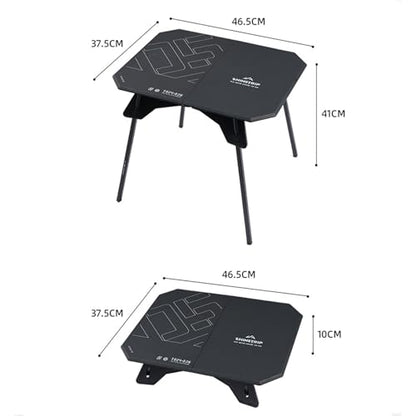 Small Folding Table Portable, Foldable Camping Table with Adjustable Height(16"/4"), Lightweight Side Table for Outdoor Picnic BBQ Beach Travel Fishing, Camping Coffee Table (Black) - color: Black
