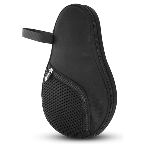 Cosmos Table Tennis Paddle Bag Paddles Case Cover Waterproof Ping Pong Racket Bat Storage Case Holder with Ping Pong Ball Mesh Storage Pocket Organizer, Fits 2 Paddles - color: Black