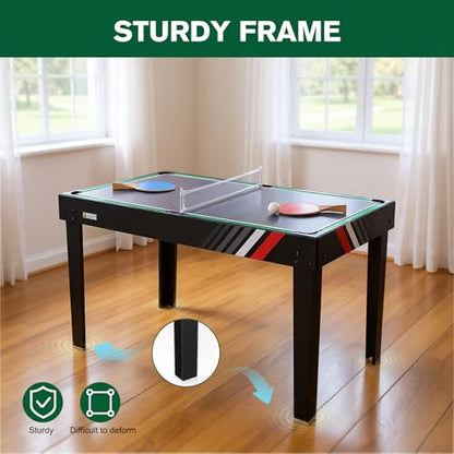 4-in-1 Multi-Functional Combo Game Table, Includes Soccer, Billiards, Ice Hockey Table Tennis, Wear-Resistant Indoor Multi-Game Desktop Set, Perfect for Family Gatherings Friend Entertainment