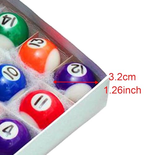 DYNWAVE 16Pcs Mini Billiards Table Balls Set, Small Pool Ball Set, Kids Toy, for Leisure Sports Home - size: 3.2cm Ball