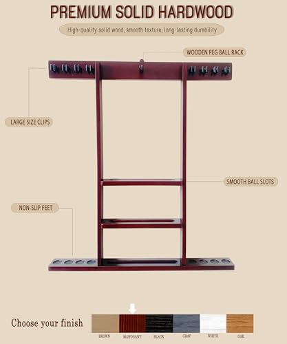 Wall Mount Pool Cue Stick Holder Hold 8 Cues, Pool Stick Holder, Billiard Cue Rack For Pool Table Accessories. Pool Table Stick Holder Made Of 100% Solid Wood (Mahogany) - color: Mahogany